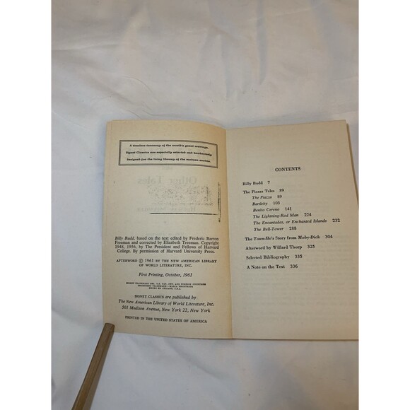Herman Melville - Billy Budd and Other Tales - 1961 FIRST PRINTING Paperback - Picture 3 of 3